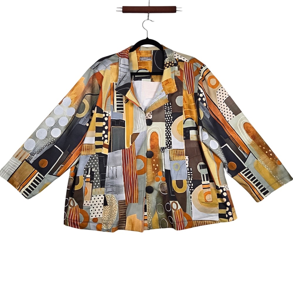 Simply Art Dolcezza Women 4X Blazer Jacket Abstract Neutral Color Lagenlook